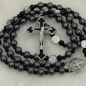 NEW Black Obsidian Bead Rosary